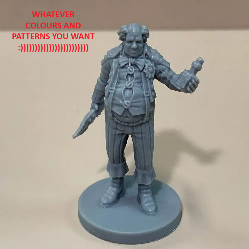 You will receive a custom hand-painted Clown figurine from the DBD board game! This will be finished around mid/late December.